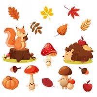 DEKORACJA JESIENNA OKIENNA DWUSTRONNA - ZWIERZĄTKA JESIENNE KOMPOZYCJA (A3)