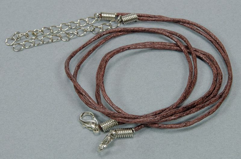 BAZA do naszyjnika sznurek woskowany z karabińczykiem 45cm brąz 2szt. zdjęcie 2