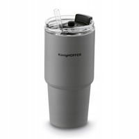 KUBEK TERMICZNY ze słomką poręczny PRÓŻNIOWY SZARY Konighoffer Davos 420 ml