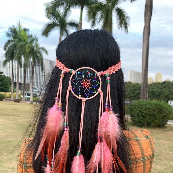 Pióropusz OPASKA do Włosów ŁAPACZ SNÓW PIÓRKA A18 zdjęcie 5