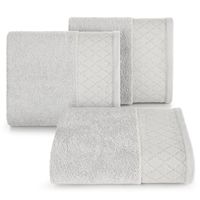 Ręcznik bawełniany frotte z ozdobną bordiurą LAYLA 30X50 srebrny