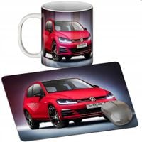 ZESTAW KUBEK + PODKŁADKA - VOLKSWAGEN - PREZENT WIELE WZORÓW + IMIĘ