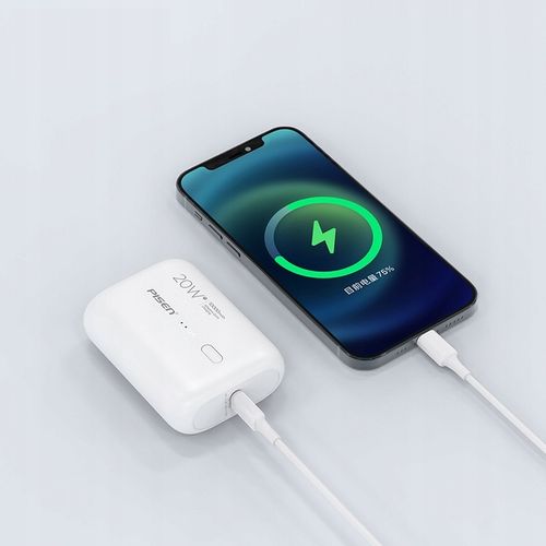 POWERBANK MINI SLIM 10000 mAh 20W USB C PD QC BIAŁY DO IPHONE APPLE + KABEL na Arena.pl