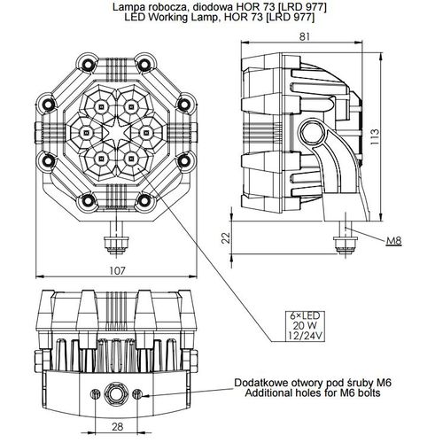 Lampa LED robocza 6 diodowa (LRD977) na Arena.pl