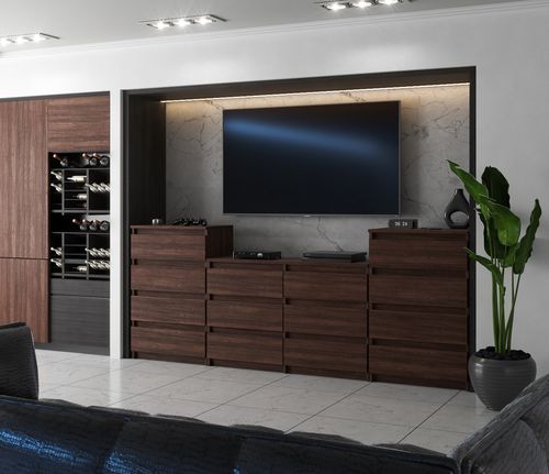 Meblościanka Komoda Hugo 14 Szuflad Pojemna Szafka Rtv Dąb Wenge Biały na Arena.pl