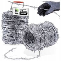 Drut Kolczasty Ocynkowany Dwużyłowy 1,6mm Kłębek 100m Ostry Zasiek Pola Sad