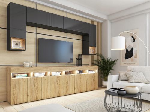 Meble do salonu Meblościanka czarna craft PREMIUM na Arena.pl