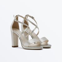Nivana - Ivory Satin Block Heel Platform Wedding Sandals r.38