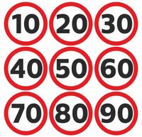 Naklejki OGRANICZENIE PRĘDKOŚCI komplet 18 cm