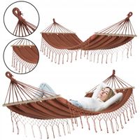DUŻY MOCNY WYTRZYMAŁY HAMAK OGRODOWY BOHO HUŚTAWKA MILOS 2 200x100 KARMEL