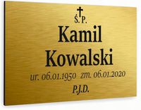 nadruk uv TABLICZKA NAGROBNA nagrobkowa 40x30 dibond aluminiowa złota