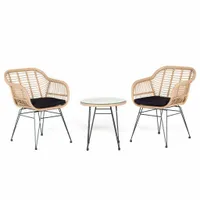 Zestaw mebli ogrodowych MEVEN Technorattan Beżowy 3 el.