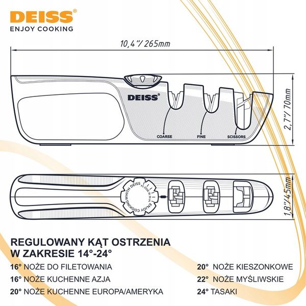 Deiss PRO Ostrzałka do noży z regulowanym kątem zdjęcie 2