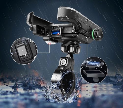 UCHWYT MOTOCYKLOWY NA TELEFON ŁADOWARKA USB 12/24v + KABEL USB 20cm na Arena.pl