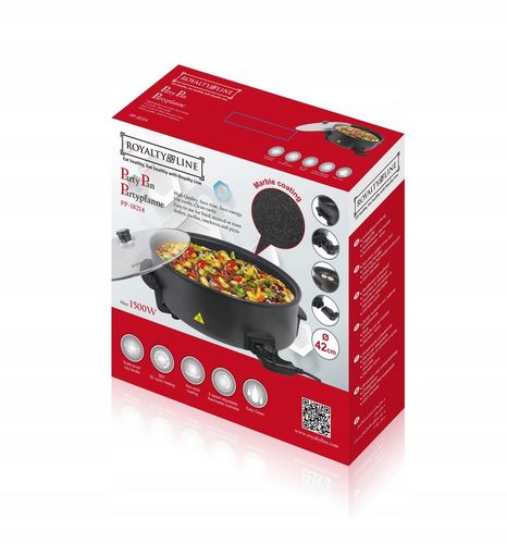 PATELNIA ELEKTRYCZNA DUŻA XXL NIEPRZYWIERAJĄCA MULTIPATELNIA 42cm MOC na Arena.pl