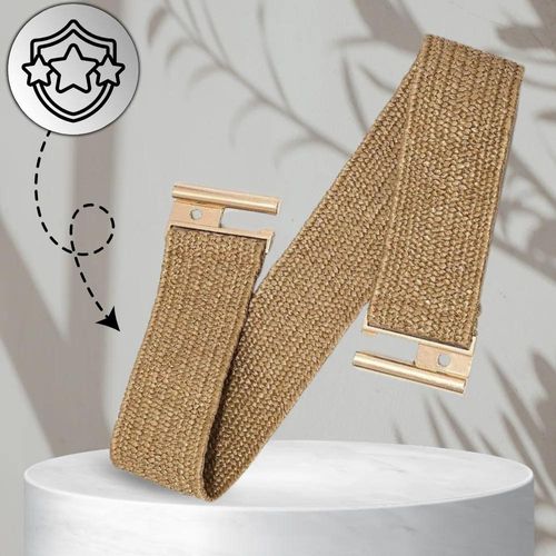 Damski słomiany pasek pleciony prosty beżowy ozdobny pas na talię na Arena.pl