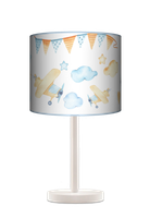 Lampa stołowa - nocna drewniana duża - Samoloty w chmurach (kolorowa)