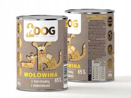 Mokra karma dla psa WOŁOWINA + MARCHEWKA 400g MONOPROTEINOWA HIPOALERGICZNA na Arena.pl