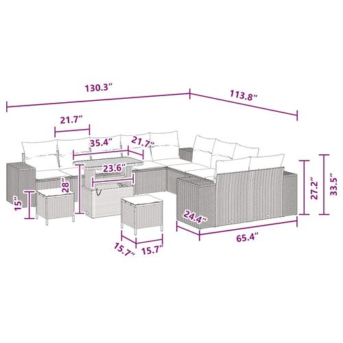 Zestaw Sof na Ogród 13 pcs Czarny polirattan na Arena.pl