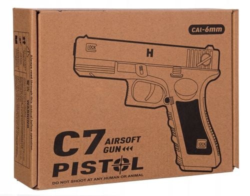 PISTOLET NA KULKI PLASTIKOWE GLOCK C7 METALOWY CZARNY GRATIS 500 KULEK na Arena.pl