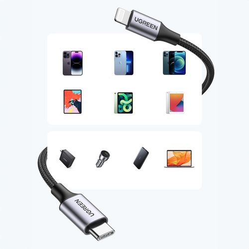 kabel przewód do iphone lightning - usb-c 2.0 mfi 1m - szary na Arena.pl