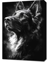 Obraz 50x70cm Portret Zwierząt do Salonu Pokoju | Owczarek | Czarno Białe