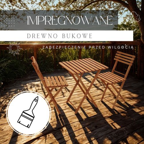 Meble ogrodowe składane drewniane na balkon stół i dwa krzesła impregnowane brązowe na Arena.pl