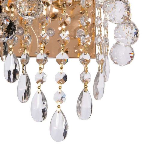 Kinkiet LAMPA ścienna VEN K-E 1346/2 GD kryształowa OPRAWA glamour LED 9W 4000K crystal przezroczysta złota na Arena.pl