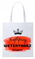 Dla Weterynarza Na Prezent Torba Eco Biała Shopper Z Nadrukiem Ze Zdjęciem