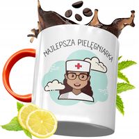 Kubek Pomarańczowy Dla Pielęgniarki Na Prezent Z Nadrukiem Ze Zdjęciem