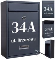 SKRZYNKA NA LISTY Z NUMEREM DOMU | POCZTOWA | ANTRACYT RAL7016 | WZORY | UV