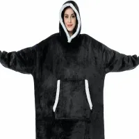 Ciepła bluza koc oversize xxl 2w1 gruba futrzak miękka z kapturem