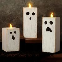 Drewniane świeczniki LED 3 sztuki na Halloween