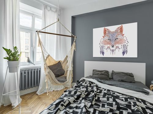 68101 Obraz na płótnie LIS STYL BOHO WZORY PIÓRA na Arena.pl