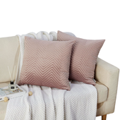 Zestaw 2 Aksamitnych Poszewek na Poduszki Tłoczone 3D Jasnoróżowe 65x65 cm