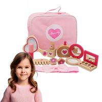 KOSMETYCZKA DLA DZIEWCZYNKI DREWNIANY ZESTAW MAŁEJ STYLISTKI