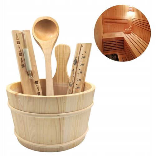 Zestaw Akcesoriów Do Sauny Nr1 Ceber Chochla Termometr Klepsydra na Arena.pl