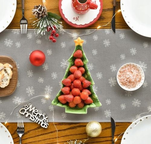 Bieżnik Świąteczny Szary 40x300 cm Dekoracja Stołu na Boże Narodzenie na Arena.pl