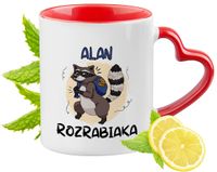 Kubek Czerwony Z Uszkiem W Kształcie Serca Dla Alana Na Prezent