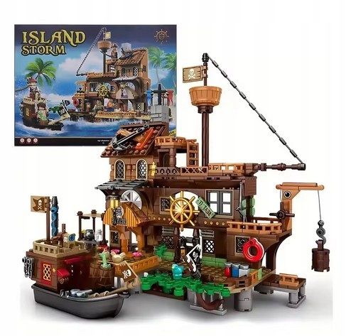 Zestaw klocków WYSPA PIRACKA klocki konstrukcyjne WYSPA ZE STATKIEM na Arena.pl