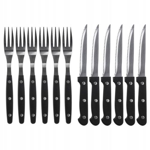 12x Sztućce DO STEKÓW burgerów pizzy mięsa grilla widelec nóż z ząbkami na Arena.pl