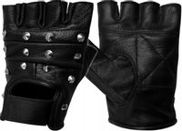 MT RĘKAWICZKI Z ĆWIEKAMI Bez Palców Punk SKÓRA XXL