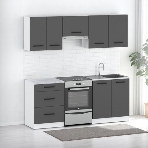 Kuchnia Nowoczesna Modułowa Pojemna Z Blatem Mała 2m Pojemna Biała Szara na Arena.pl