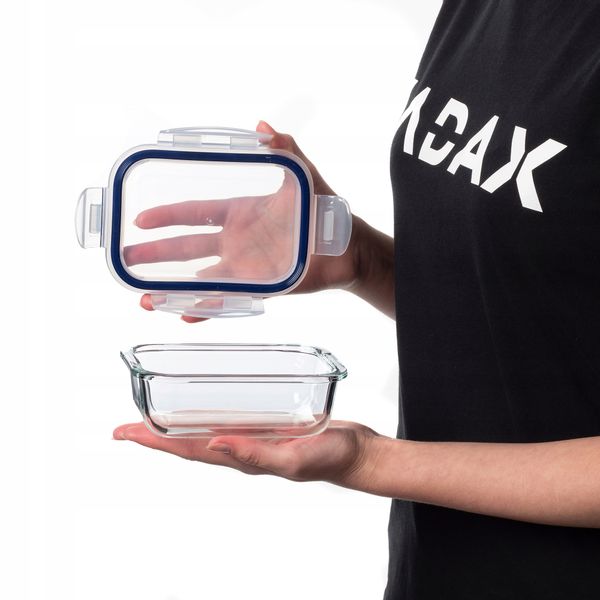 KADAX Szklany Pojemnik Na Żywność 370ml Z Pokrywką Śniadaniówka zdjęcie 2