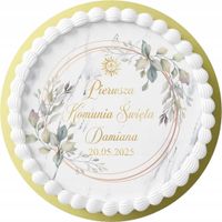 OPŁATEK NA TORT 20CM - PIERWSZA KOMUNIA ŚWIĘTA OKRĄGŁY 16CM 18CM + IMIĘ