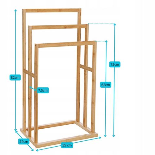 Stojak wieszak łazienkowy drewniany bambus regał drabinka półka uniwersalny na Arena.pl