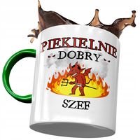 Kubek Zielony Dla Szefa Piekielnie Dobry Szef Z Nadrukiem Ze Zdjęciem