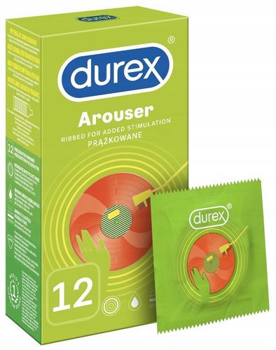 DUREX Arouser 12szt Stymulując + Żel Intymny Strawberry Truskawka 50ml na Arena.pl
