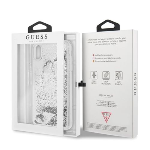 Guess Liquid Glitter Hearts - Etui iPhone Xs Max (Silver) na Arena.pl