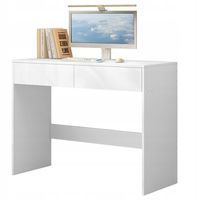 Białe biurko komputerowe nowoczesne, z 2 szufladami, styl loft, 100 cm